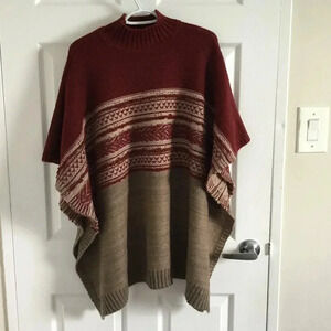 Roots poncho gables macintosh mix women  Length:27",	Width :38"